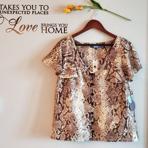 Anthropologie EVA FRANCO Snake Print Top with Built in Cami
